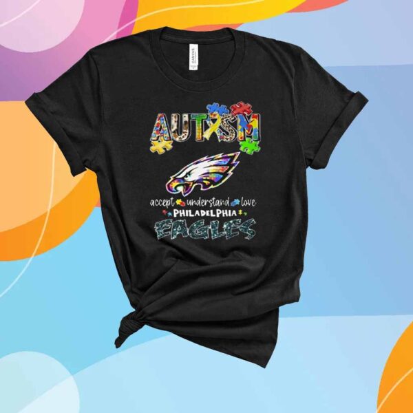 Autism Accept Understand Love Philadelphia Eagles T-Shirt