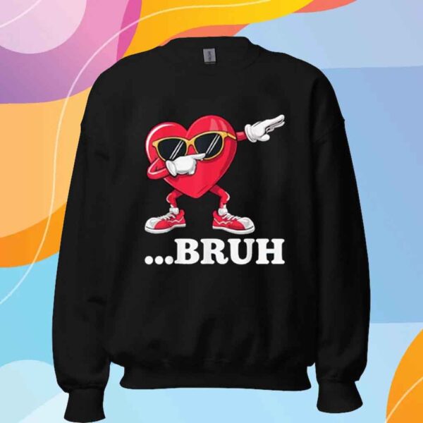 Bruh Dabbing Heart Funny kids Boys Mens Valentine Day T-Shirt