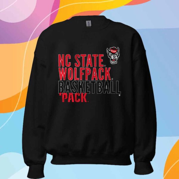 NC STATE BASKETBALL TEXT LOGO OVERLAY T-SHIRT