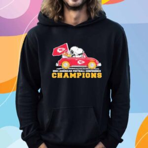 Snoopy And Woodstock Driving Car Kansas City Chiefs 2024 Nfc National Champions T-Shirt