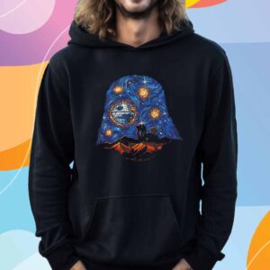 Starry Empire Night Star Wars a landscape with AT-AT and the Death Star X Darth Vader’s helmet T-Shirt