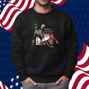 Trump Defeating Justin Trudeau Funny Hockey Shirt