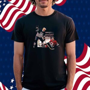 Trump Defeating Justin Trudeau Funny Hockey Shirt